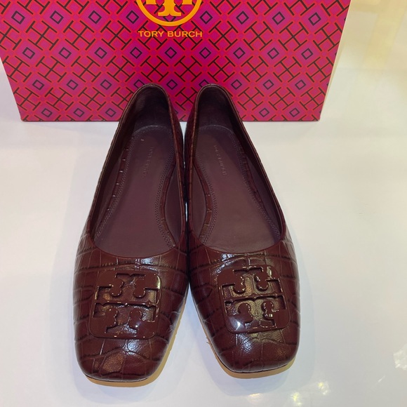 Tory Burch Georgia Ballet Shiny Snake Leather Women's Flats